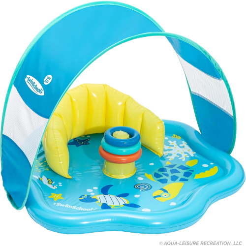 Infant Baby Pool Floats, Free Swimming, Super Buoyant – Ages 6-24 Months – Multiple Colors/Styles – Adjustable Canopies and Seats, Splash & Play Baby Floaties