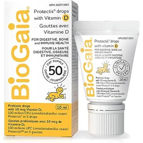 BioGaia Probiotic Drops + 400 IU of Vitamin D 10mL (50-Day Supply/250 Drops) for babies & toddlers