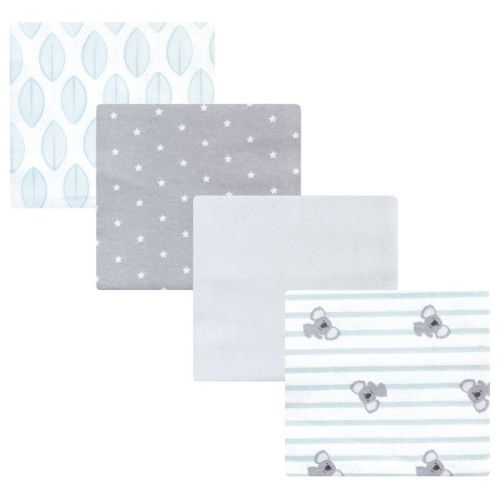Hudson Baby Cotton Poly Flannel Receiving Blankets 4-Pack, Koala Stripe , One Size