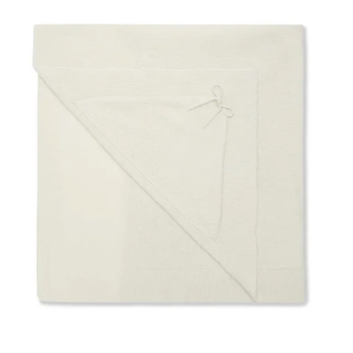 Hooded Blanket - Snow White cashmere blanket