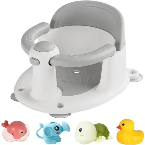 Baby Bath Seat for Infant Toddler 6 Months and up, Portable Foldable Non-Slip Baby Bathtub Seat 4 Secure Suction Cups for Baby Sitting Up (Grey)