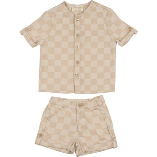 Denim Check Shirt & Shorts Set, 12M