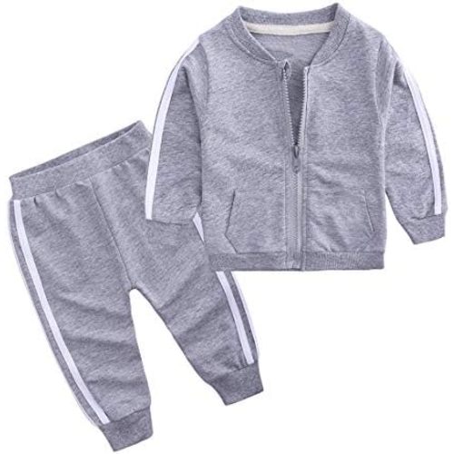 Baby Boys Girls Cotton Tracksuit Sweatshirt Top + Sweatpants Zipper Coat Outfits Set
