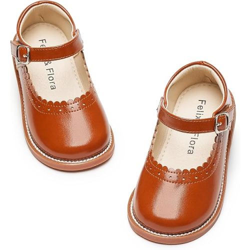 Felix & Flora Toddler Little Girl Mary Jane Dress Shoes - Ballet Flats for Easter Flower Girl Party School Shoes.