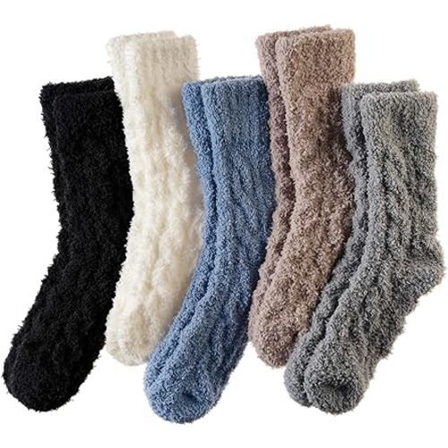 Women Fuzzy Slipper Socks Winter Microfiber Soft Cozy Plush Fluffy Socks Warm Comfy Thermal Home Sleeping Socks