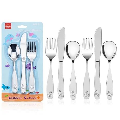 Lehoo Castle Toddler Silverware 6-Piece | Toddler Utensils for 3 Year Old, Kids Spoons and Forks Knife Set, Children Safe Flatware for Self Feeding (Insect)