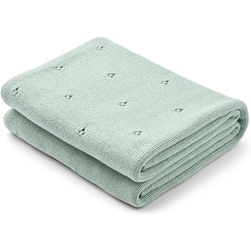 Organic Cotton Blanket 30" x 40" - Pointelle Knitted Baby Blankets for Boys and Girls - Light and Soft Blanket for Babies (Roman Green)