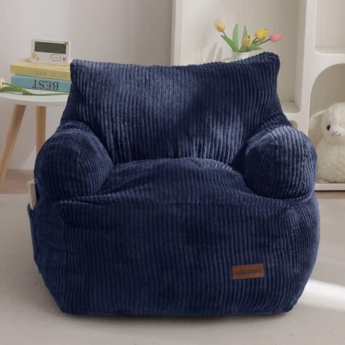 MAXYOYO Kids Bean Bag Chair, Stuffed Bean Bag Sofa, Navy, Standard | Bean Bag Chair for Boys and Girls, Lazy Sofa with Pocket Floor Chair for Gaming, Reading