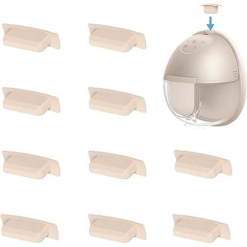 10pcs Pump Parts Spout Cap Compatible with eufy S1 Pro/S1/E20/E10 Wearable Pump, Food Silicone, Prevents Leaks from The Top, Dust-Proof Cover, Keep Clean, Fit for eufy Pump Replacement Parts