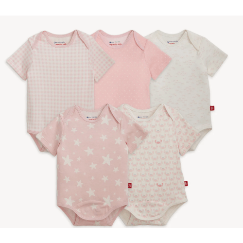 Magnetic Me - Magnetic 5-Pack Bodysuit - Pink Crab Combo Organic Cotton - 0-3 months