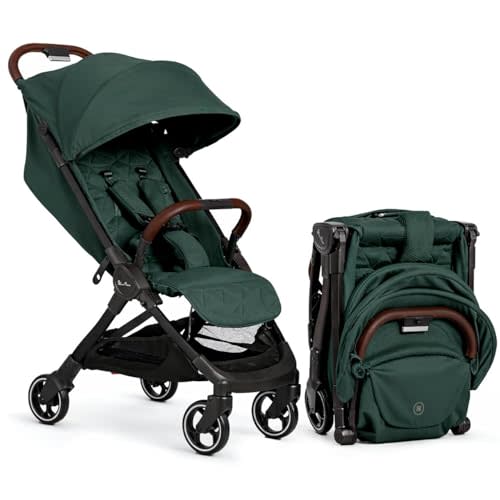 Silver Cross Clic Compact Travel Stroller – (Conifer) – Lightweight Baby Stroller for Airplane Travel – One-Hand Fold, Lie-Flat Infant & Toddler Seat – Birth to 55 lb