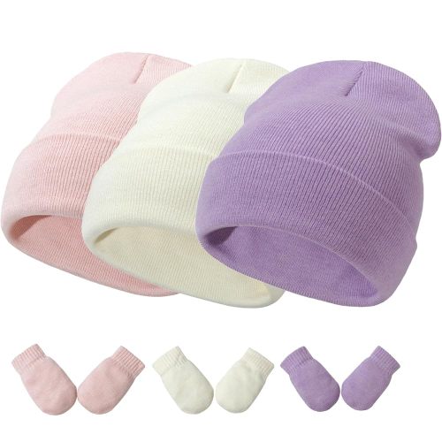 Baby Hats and Mittens Set Infant Toddler Beanie Caps Hospital Hat Set Newborn Gloves for Baby Boys Girls