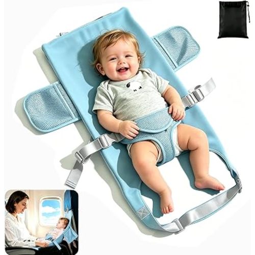 Toddler Airplane Bed, 1-12 Months Old Toddler Travel Essentials for Flying, Airplane Seat Extender, Plane Portable High Chair Harness Seat for Little, Blue