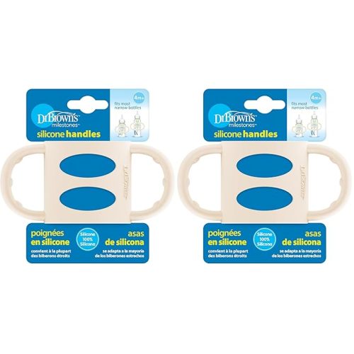 Dr. Brown’s® Milestones™ 100% Silicone Baby Bottle Handles, Narrow, Ecru, 2 Pack, 4m+