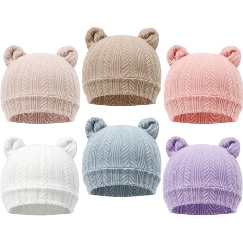 DRESHOW BQUBO Newborn Baby Hats Hospital Beanie Bear Ears Preemie Infant Caps Toddler Cotton Hats for Preemie-3 Months