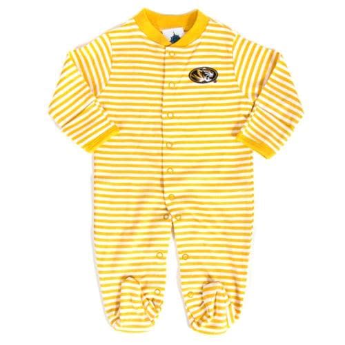 Mizzou Infant Oval Tiger Head Gold & White Striped Romper