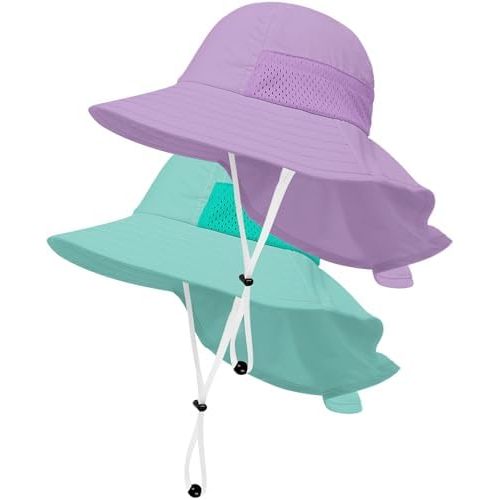 Toddler Baby Sun Hat Kids Summer UPF 50+ for Boys Girls Adjustable Beach Hats with Bucket Wide Brim Age 1-7 Years