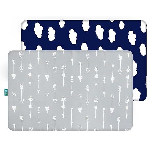 Pack and Play Sheets Fitted, 2 Pack Playard Sheet Fits for Graco Pack n Play Mattress, Mini Crib Sheets for Baby Boys & Girl