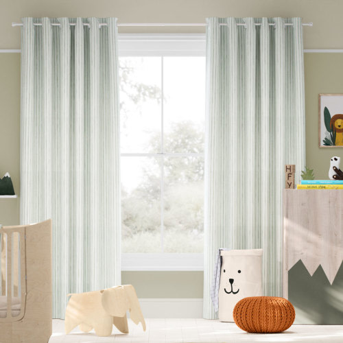 Little Dreamer Kids' Curtains | Sage Painted Stripes | SelectBlinds
