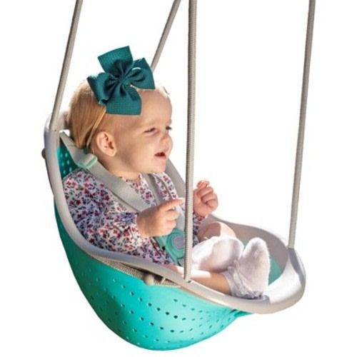 Sweeng Child Swing with Ease Z Adjust Harness Straps, Collapsible and Flexible Design, and Easy Hang Metal Hooks for Patio, Lawn, and Garden, Teal
