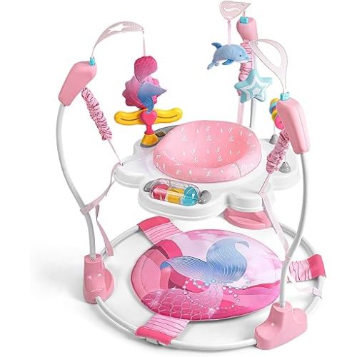 Baby Activity Center, Baby Jumper Activity Center with Music, Interactive Toys, 360° Rotating Seat, 3 Adjustable Heights, Infant Activity Jumper for 6+ Months (Mermaid)