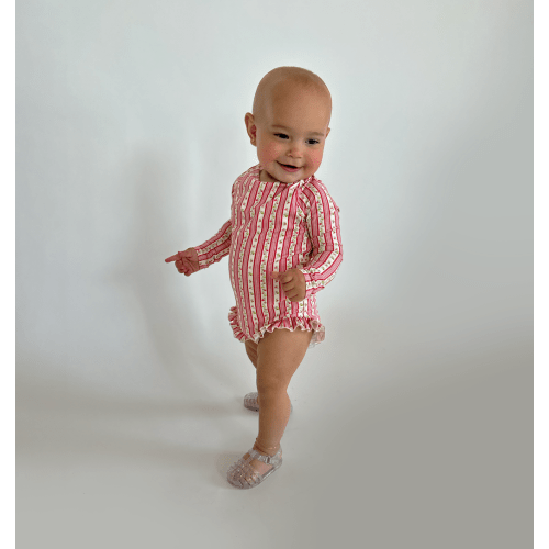 The Baby Sora Rashguard - Pansy Stripe Pink – Hill House Home
