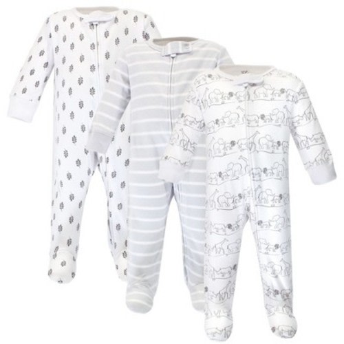 Touched by Nature Baby Organic Cotton Zipper Sleep and Play 3pk, Safari, 3-6M