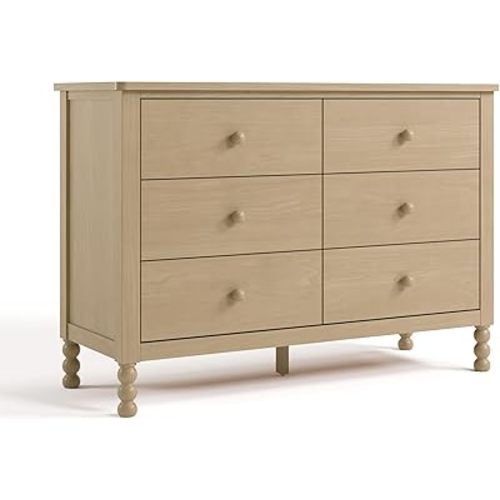 Storkcraft Rio 6 Drawer Dresser (Driftwood) – GREENGUARD Gold Certified, Wood Dresser for Bedroom, Kids & Nursery Storage Chest, Safety Interlocking Drawers, Pre-Installed Tracks, Kids Chest