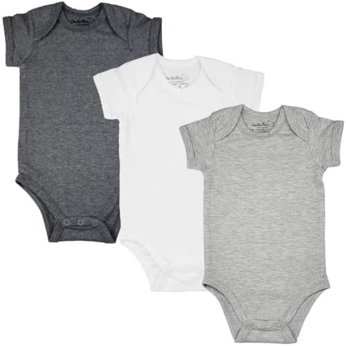 123 Bear Baby Cotton Spandex Short-Sleeve Bodysuits Multipack, Boy Girl- 12-18 months