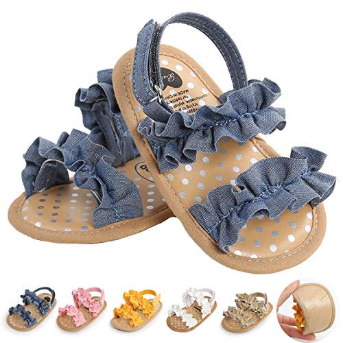 Ohwawadi Baby Boys Girls Sandals Soft Sole Summer Infant Wedding Dress Flat Shoes Beach Sandal Newborn Crib Shoes First Walkers