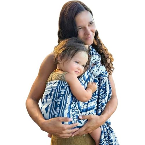Organic Baby Ring Sling Carrier – Boho Hemp & Eucalyptus Wrap for Newborn to Toddler – Non-Toxic, ASTM-Certified, Ergonomic, Gift Box Included – Sapphire Dream