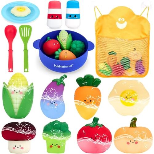hahaland Bath Toys for Kids Ages 1-3, Color-Changing Pretend Cooking Set