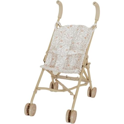 Doll Stroller – Neutral Color Lightweight & Flexible Stroller - Baby Doll Stroller for Kids 3+ - Chic Floral Print - 22" (Beige/White)