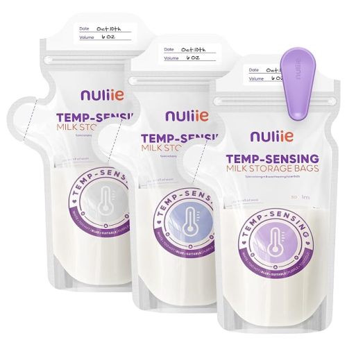 Nuliie Breastmilk Bag 6oz Breast Milk Storage Bags Freezer Pour Spout, Self Standing Milk Storage Bags Breastmilk, BPA-Free No-Leak | No-Leak with Locking Clamp, Pour Spout, 6oz Self Standing Breastmilk Bags for Breastfeeding Essentials