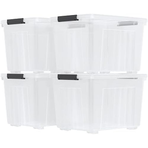 Large Plastic Storage Box with Lid, 70 Quart, 4 Packs