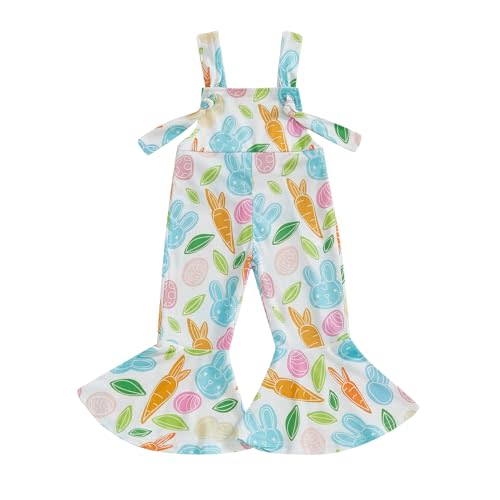 Toddler Baby Girl Bell Bottoms Romper Floral/Butterfly Overalls Suspender Flare Pants One Piece Strap Jumpsuit