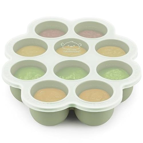 KeaBabies Silicone Food Freezer Trays with Lid, 2oz x 10 Pods Baby Food Storage Containers, Easy Puree Meal Prep, Breast Milk Silicone Freezer Molds, Dishwasher, Microwave Safe, BPA-Free (Slate)