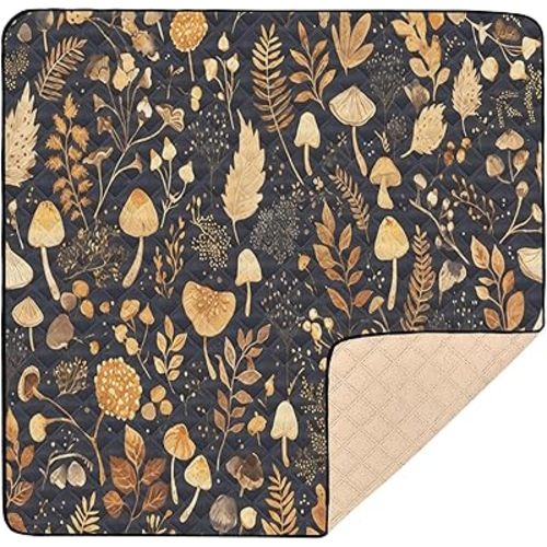 Kigai Mushroom Leaves Baby Play Mat for Floor and Playpen 50x50 inch Non-Slip Baby Activity Playmat Waterproof Foldable Crawling Mat for Infants Toddlers