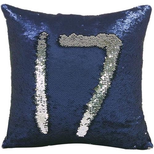 Freestyle Reversible Color Change Sequin Throw Pillow Cases Covers in Two-Tone, Navy Blue and Silver, 16x16, Creative Decorations on Sofas/ Armchairs/ Beds/ Floors/ Cars