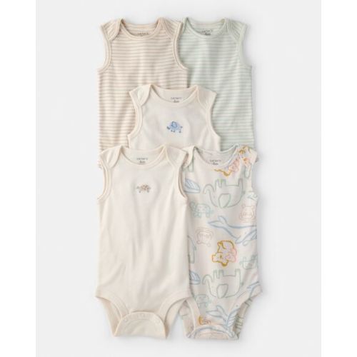 Baby 5-Pack Sleeveless Multipack Animal Bodysuits - Cream | Carter's