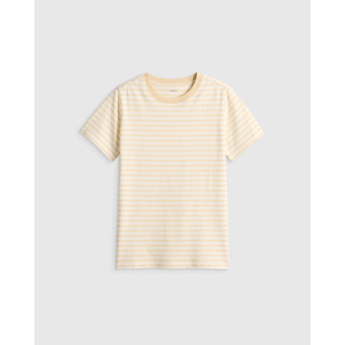 100% Organic Cotton Jersey Short Sleeve Tee in Oatmeal Stripe