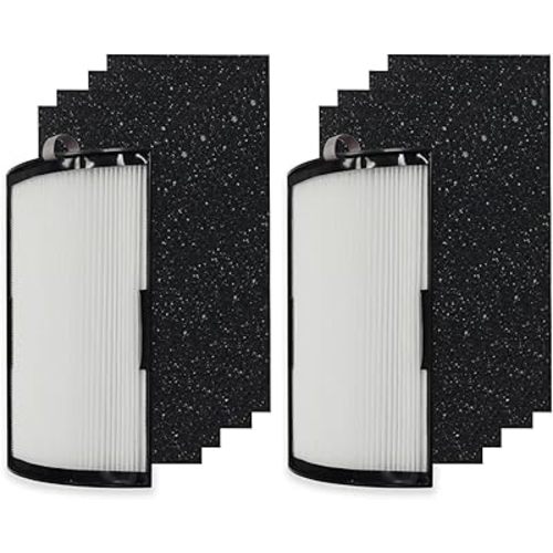 PUREBURG Replacement Filter Set Compatible with Hunter HPF500 Tower Air Purifier HP500FBLS HP500FGRS HP500FWHS, 2-Pack H13 HEPA + 8 Activated Carbon Pre-Filters