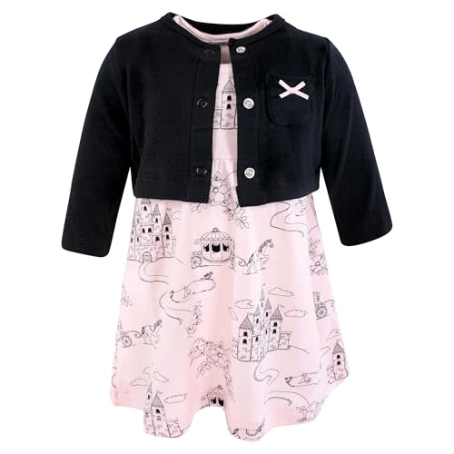 Hudson Baby Infant and Toddler Girls Cotton Dress and Cardigan Set