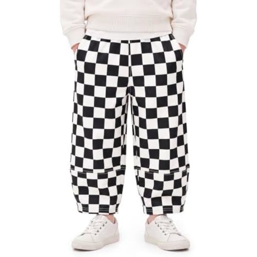 Haloumoning Toddler Baby Boy Checked Balloon Pants Elastic Waist Bottoms