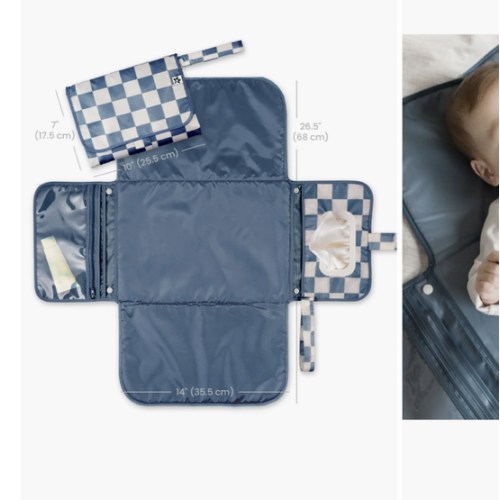 Portable/Foldable Waterproof Diaper Changing Pad with Smart Wipes Pocket