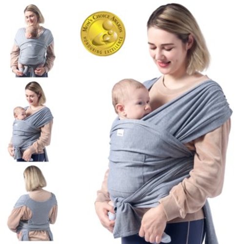 Momcozy Ergonomic Baby Wrap Carrier, Soft Waist Wearable Sling for Newborn up to 35 lbs, Grey