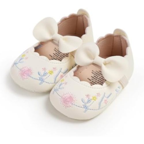 Baby Girl Mary Jane Flats Bowknot Floral Dress Shoes