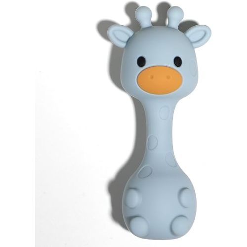 Silicone Little Giraffe Shaker Rattle Toy for Babies | Food Grade Silicone Teether | Easy to Grip | BPA Free (Ether)