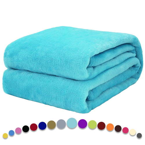 Howarmer Azure Fuzzy Bed Blanket, Throw Twin Soft Flannel Fleece Blankets, All Season Lightweight Warm Bed Throws, 60 x 80 Inch