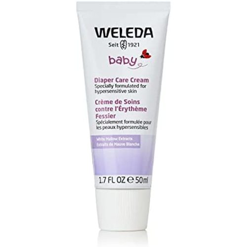 Weleda Baby White Mallow Diaper Care Cream, 1.7 Fluid Ounce, Fragrance Free Plant Rich Protection with White Mallow, Pansy, Sesame and Coconut Oils